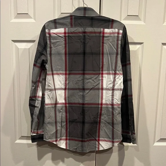 Express Men's Checkered Shirt - Charcoal, Crimson, and Ivory - Picture 9 of 10